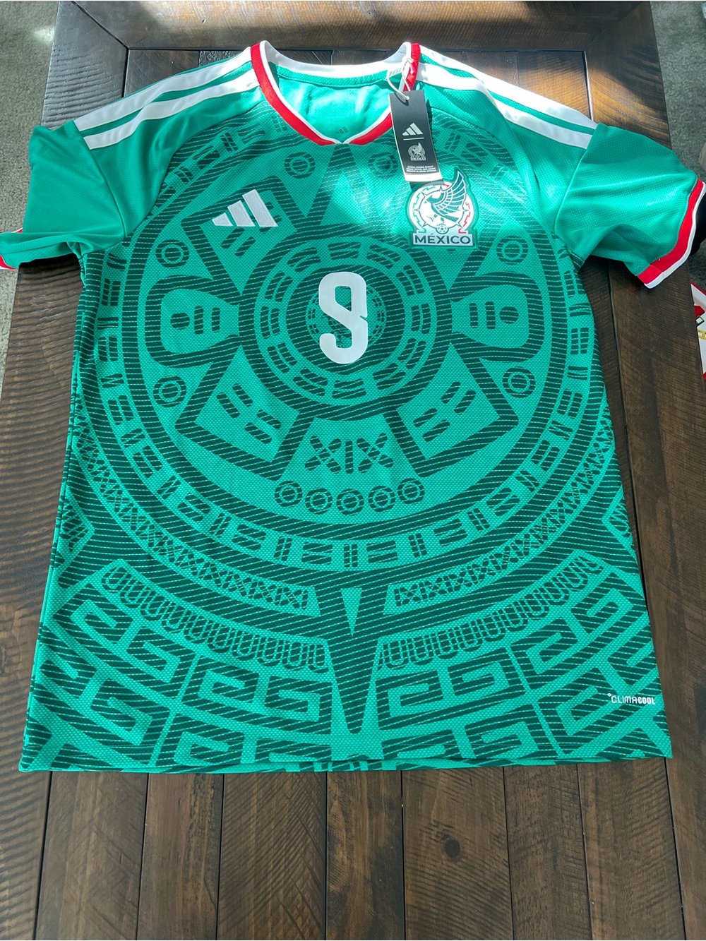 adidas Green Mexico Aztec Graphic Soccer Jersey Raul #9